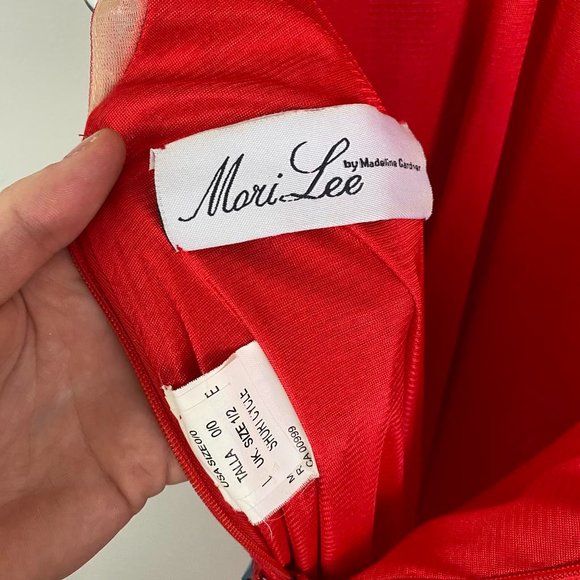 MORI LEE red beaded v neck formal maxi dress - Picture 5 of 7